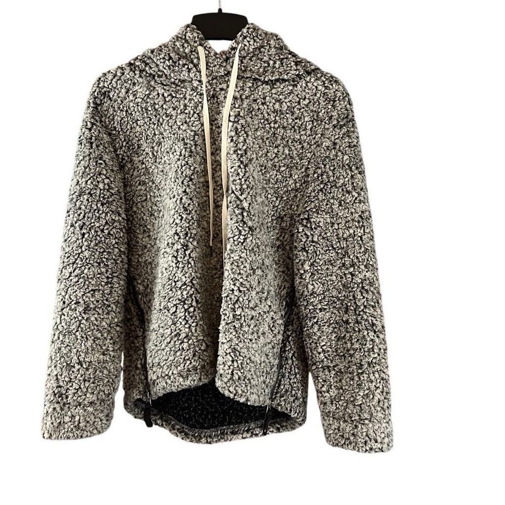 Dylan Faux Fur Side Zip Hooded Pullover Sweatshirt Hoodie Size Medium